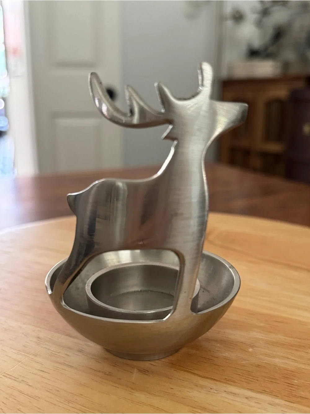 Vintage Eddie Bauer Pewter Reindeer Votive Candle Holder